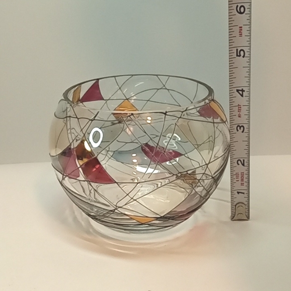 ☀️ Partylite Calypso stained glass votive candle holder or bowl. No flaws - Picture 4 of 5